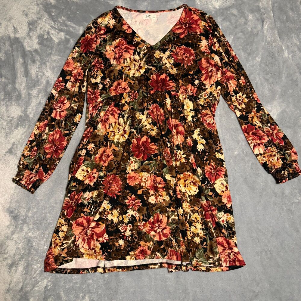 Maurices 24/7 Floral Long Sleeve Mini Dress